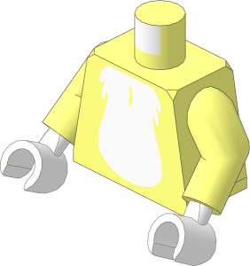 Minifig Torso with Arms and Hands with White Furry Chest Pattern