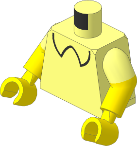 Minifig Torso with Dual Mould Arms and Hands with Black Shirt Collar Pattern
