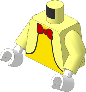 Minifig Torso with Arms and Hands with Red Bowtie, Light Nougat Belly and Pig Tail Pattern
