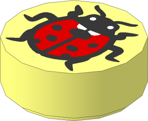 Tile  1 x  1 Round with Red Ladybug Pattern