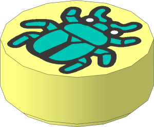 Tile  1 x  1 Round with Dark Turquoise Beetle Pattern