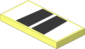 Tile  2 x  4 with Silver Trapezoids on White Background Sticker