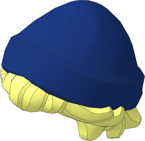 Minifig Hair Short Tousled with Dark Blue Beanie Pattern