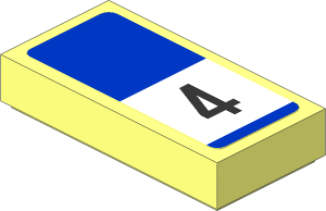 Tile  1 x  2 with Black 4 on White Stripe on Blue Background Sticker