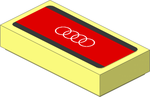 Tile  1 x  2 with White Audi Logo on Red Stripe on Black Background Sticker