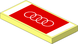 Tile  2 x  4 with White Audi Logo on Red Stripe on White Background Sticker