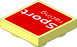 Tile  2 x  2 Inverted with White "Sport racing" Text on Red Background Sticker