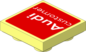 Tile  2 x  2 Inverted with White "Audi customer" Text on Red Background Sticker