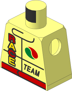 Minifig Torso with Racing Jacket with Octan Logo, Red Belt, "RACE", and "TEAM" Pattern