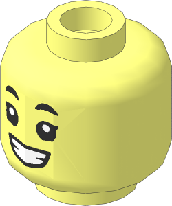 Minifig Head with Eyelashes, Eyebrows and Smile with Teeth / Surprised 2-Sided Pattern