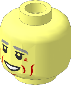 Minifig Head with Light Bluish Grey Eyebrows, Medium Nougat Cheek Lines and Wrinkles and Open Mouth Smile Pattern