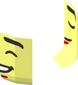 ~Minifig Head with Black Eyebrows, Closed Eyes, Medium Nougat Chin, Closed Mouth Smile / Open Mouth Smile 2-Sided Half Pattern