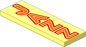 Tile  2 x  6 with Orange "JAZZ" with Red and White Outlines Pattern