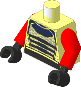 Minifig Torso with Arms and Hands with SW Vest with Dark Blue Plates Pattern