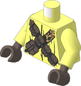Minifig Torso with Arms and Hands with SW Jawa with Dark Brown Pouches and Black and Tan Straps Pattern