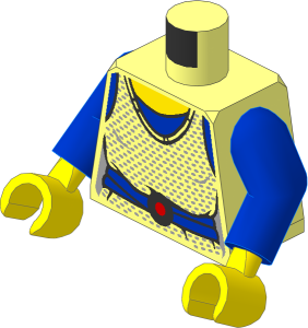 Minifig Torso with Arms and Hands with SW Female Shirt, Blue Belt and Red Buckle Pattern