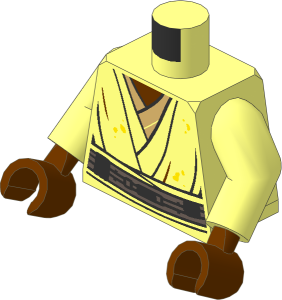 Minifig Torso with Arms and Hands with SW Layered Shirt, Dark Brown Belt and Light Nougat Spots Pattern