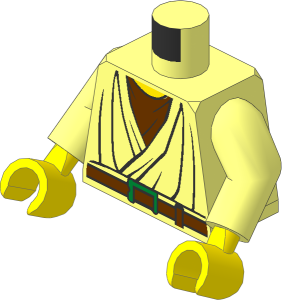 Minifig Torso with Arms and Hands with SW Layered Shirt, Reddish Brown Belt and Metallic Gold Buckle Pattern