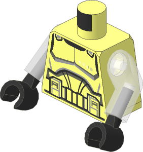 Minifig Torso with Arms and Hands with SW Clone Trooper Commander Armour, 4 Bright Light Orange Dots Pattern