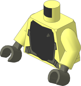 Minifig Torso with Arms and Hands with Silver Armour Front and Back and Drill Pattern