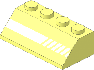 Slope Brick 45  2 x  4 with White Horizontal Line Sliced Left Sticker