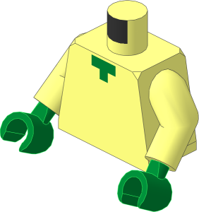 Minifig Torso with Arms and Hands with T-Shaped Green Neck Pattern