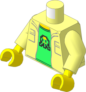Minifig Torso with Arms and Hands with Pockets, Bright Green Shirt and 8-Bit Alien Pattern