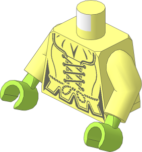 Minifig Torso with Arms and Hands with Dark Bluish Grey Corset, Laces and Rope Belt Pattern