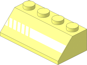 Slope Brick 45  2 x  4 with White Horizontal Line Sliced Right Sticker