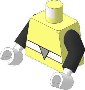 Minifig Torso with Arms and Hands with White Belt with Light Bluish Grey Triangle Buckle Pattern