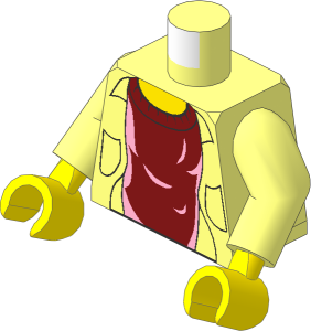 Minifig Torso with Arms and Hands with HP Jacket and Dark Red Sweater Pattern