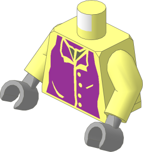 Minifig Torso with Arms and Hands with Purple Greatcoat without Border Pattern
