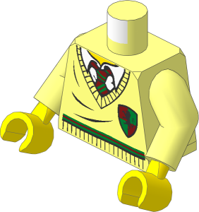Minifig Torso with Arms and Hands with HP Harry Potter Uniform Gryffindor Stripe and Shield Pattern