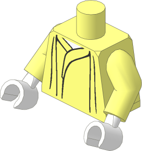 Minifig Torso with Arms and Hands with Robe with Black Gathers and White Neck Pattern