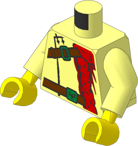 Minifig Torso with Arms and Light Nougat Hands with Fur Stole, Shoulder Strap and Belt with Gold Buckles Pattern