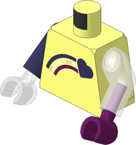 Minifig Torso with Arms and Hands with Coral Shooting Heart and Rainbow Pattern