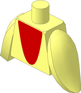 Minifig Torso with Flipper Arms with Bright Light Blue Parabola Shaped Belly Pattern