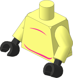 Minifig Torso with Arms and Hands with Dark Pink Stomach Lines and Tail on Back Pattern