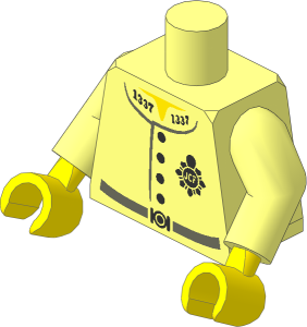 Minifig Torso with Arms and Hands with Police Jacket, Silver Badge, 4 Buttons and Belt Pattern