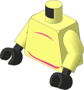Minifig Torso with Arms and Hands with Dark Pink Stomach Lines Pattern