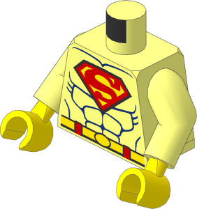 Minifig Torso with Arms and Hands with Superman Logo and Dark Blue Muscles Pattern