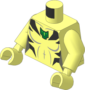 Minifig Torso with Arms and Hands with White Tiger Pattern