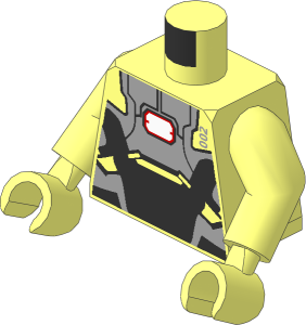 Minifig Torso with Arms and Hands with War Machine Armoured Suit Pattern