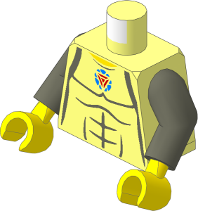 Minifig Torso with Arms and Hands with Grey Muscles and Arc Reactor Pattern