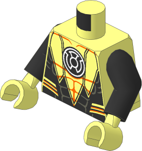 Minifig Torso with Arms and Hands with White Fear Lantern Logo and Muscles Outline Pattern