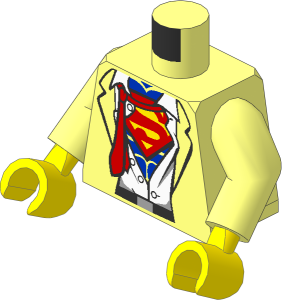Minifig Torso with Arms and Hands with Open Suit Revealing Superman Logo Pattern