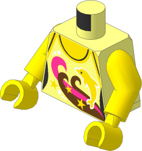 Minifig Torso with Arms and Hands with Halter Top, Dolphins, Swirls and Stars Pattern