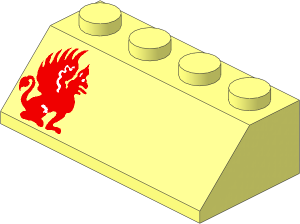 Slope Brick 45  2 x  4 with Red Dragon Left Pattern