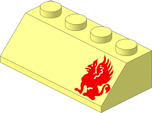 Slope Brick 45  2 x  4 with Red Dragon Right Pattern