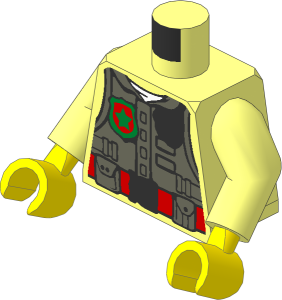 Minifig Torso with Arms and Hands with Dark Bluish Grey Police Vest, Badge, Radio and Belt Pattern
